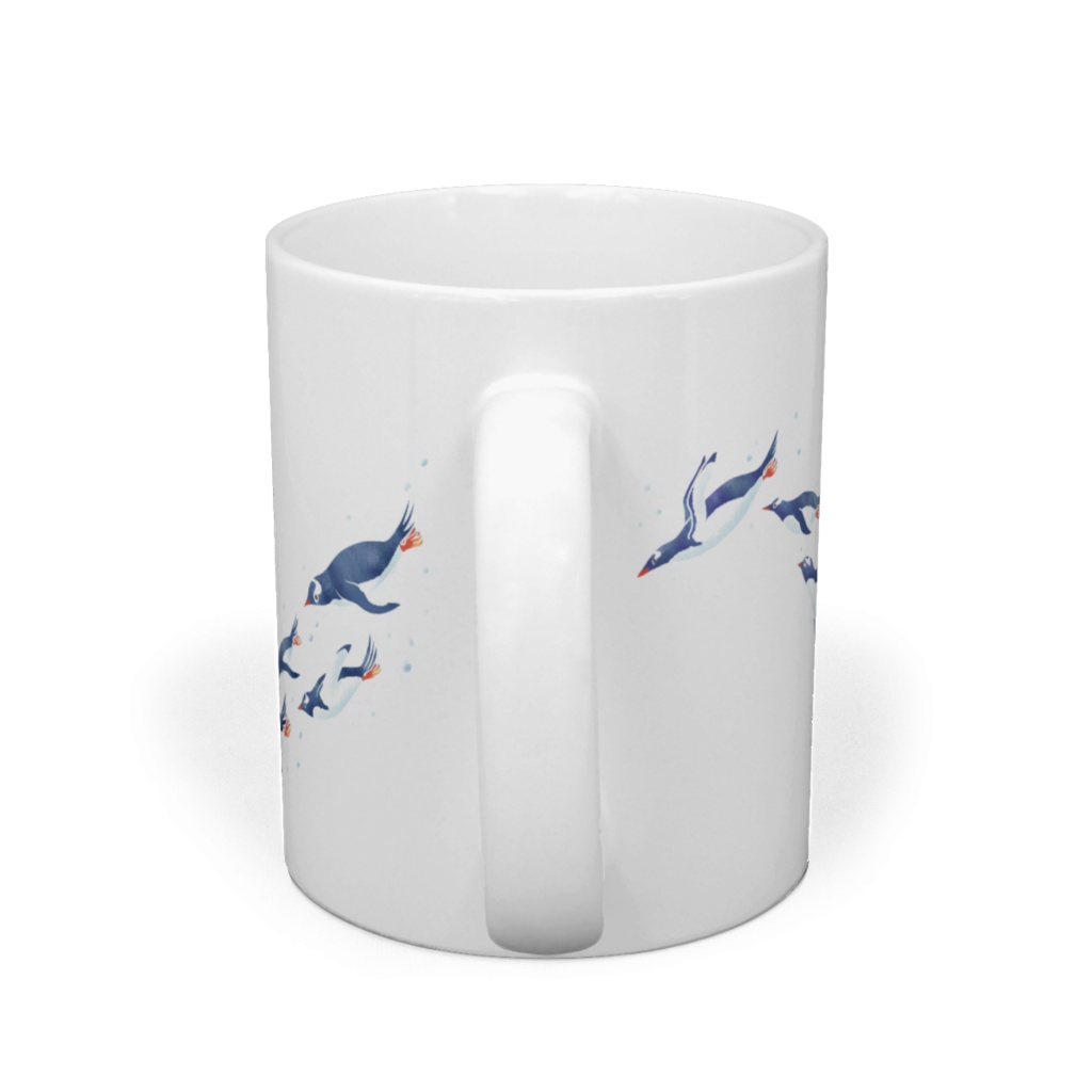 「マグカップを泳ぐペンギン」(青)