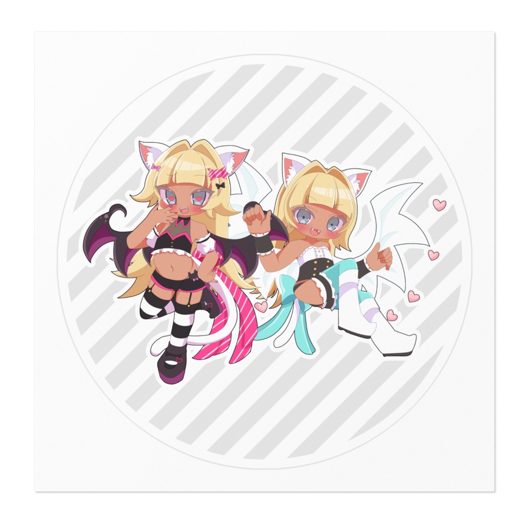 【お引越し記念】まぁるいもげちステッカー-天使と小悪魔-