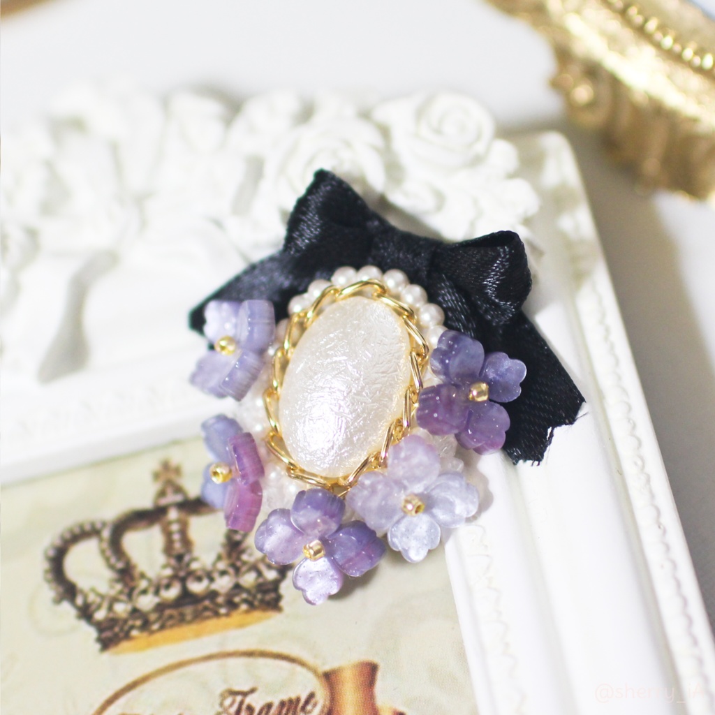 【2way】紫陽花のパールブローチ