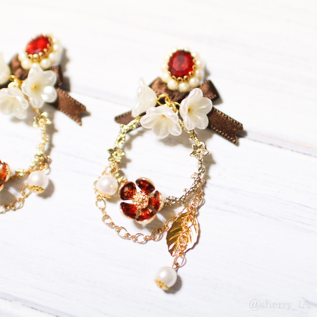 祝福と華やかな梅の耳飾り