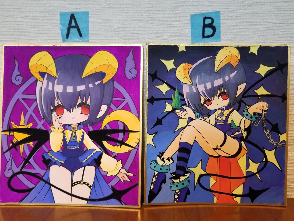 悪魔っ子イラスト色紙