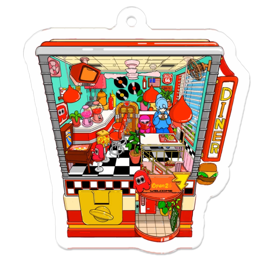 Diner　in Toy capsule machine Key holder