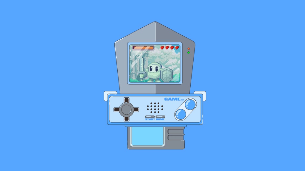 【透過アニメ素材】剣の形をしたゲーム機