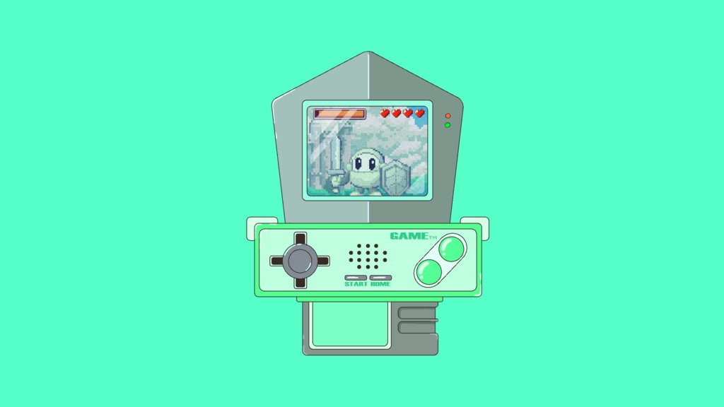 【透過アニメ素材】剣の形をしたゲーム機