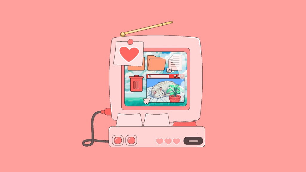 【透過アニメ素材】かわいいパソコン