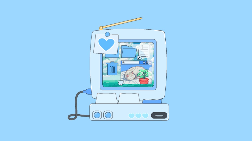 【透過アニメ素材】かわいいパソコン