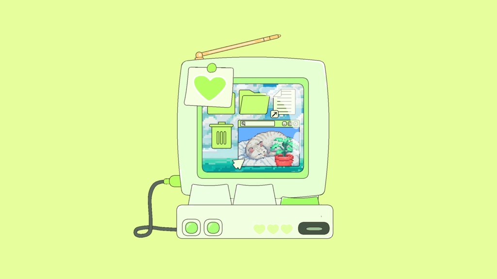 【透過アニメ素材】かわいいパソコン