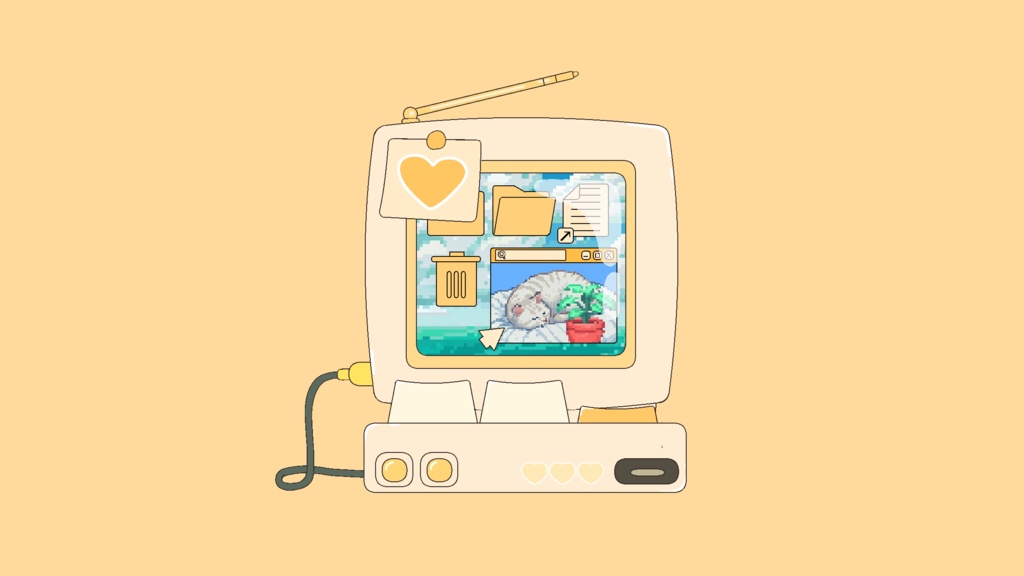 【透過アニメ素材】かわいいパソコン