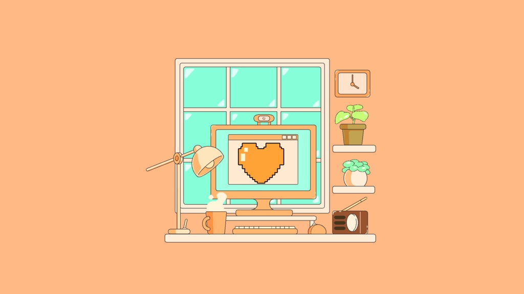 【配信者向け】動く待機画面7(かわいい机)