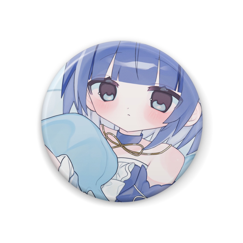 ベッドの上がぬいぐるみで埋まってる缶バッチ