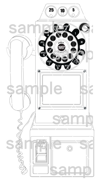 クラシックな電話ボックスと電話機の素材