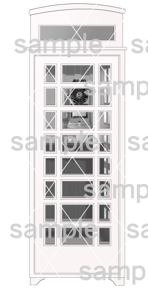 クラシックな電話ボックスと電話機の素材