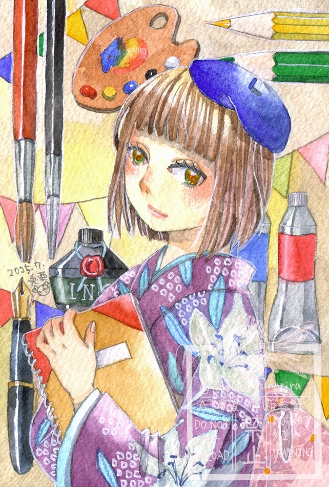 フレームレス原画「ときめく文具と画材展」
