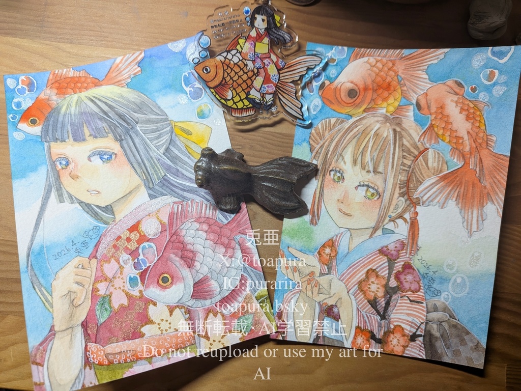 フレームレス原画「金魚」