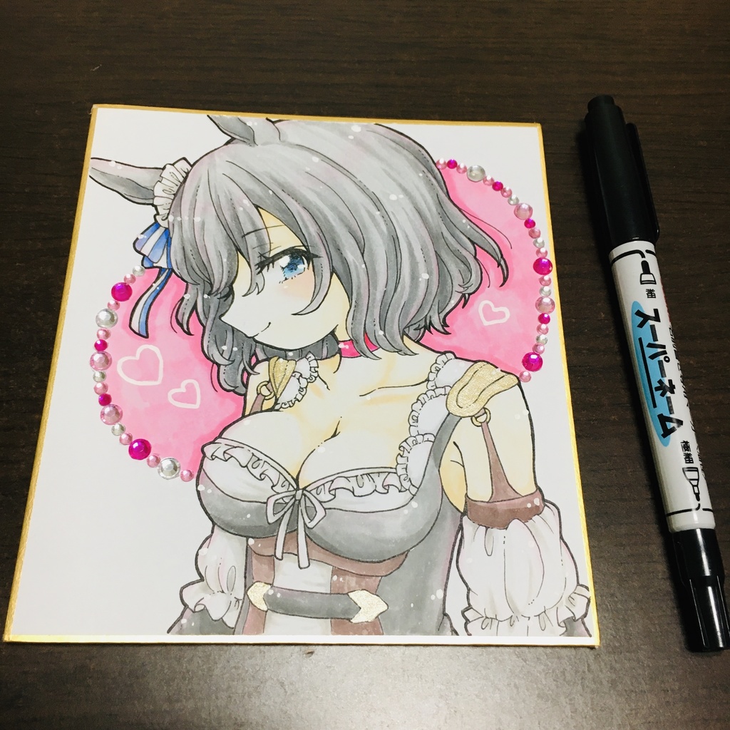 エイシンフラッシュ 彼シャツ ベッド ウマ娘〕色紙 同人 オリジナル