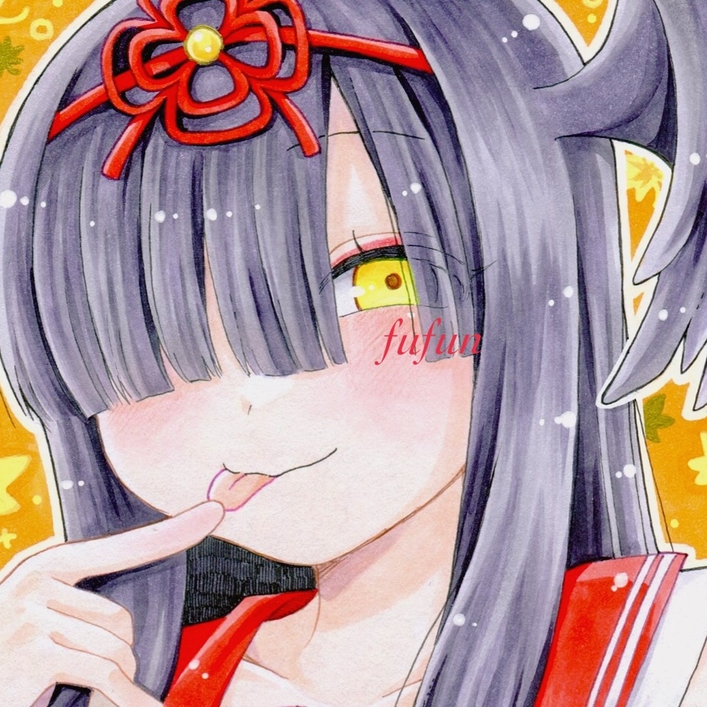 手描きイラスト　ボンバーガール　ヒイロ　色紙　原画