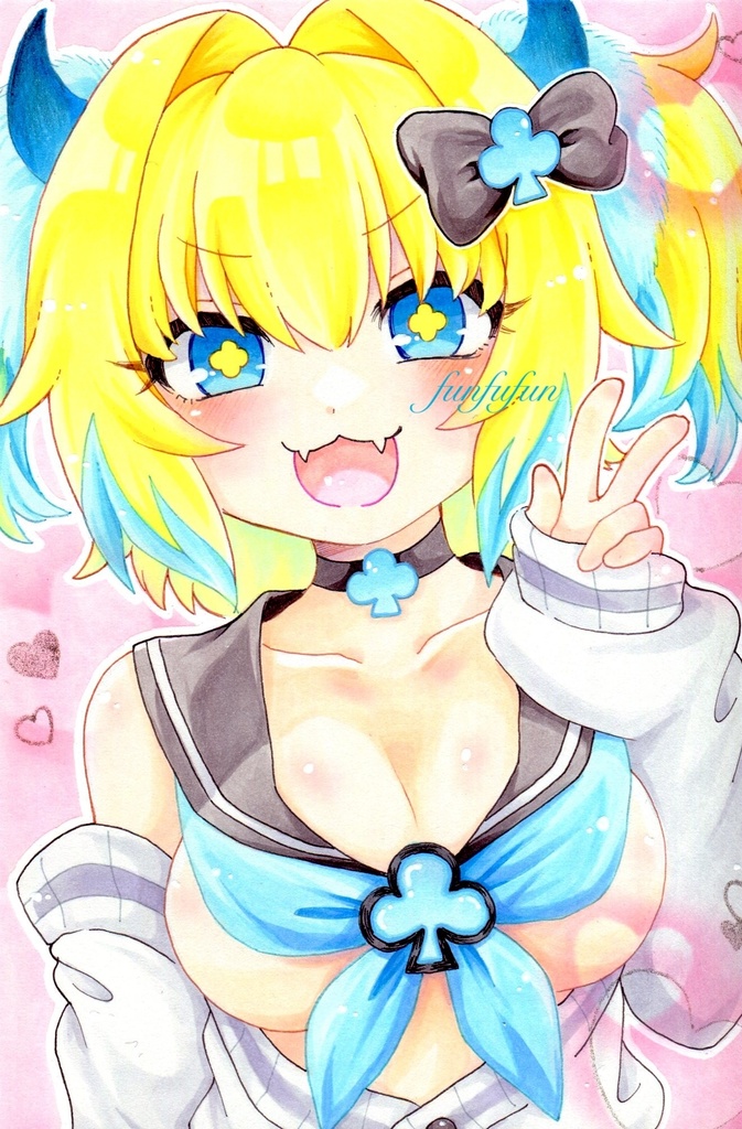 手描きイラスト ボンバーガール パイン サキュバスギャル