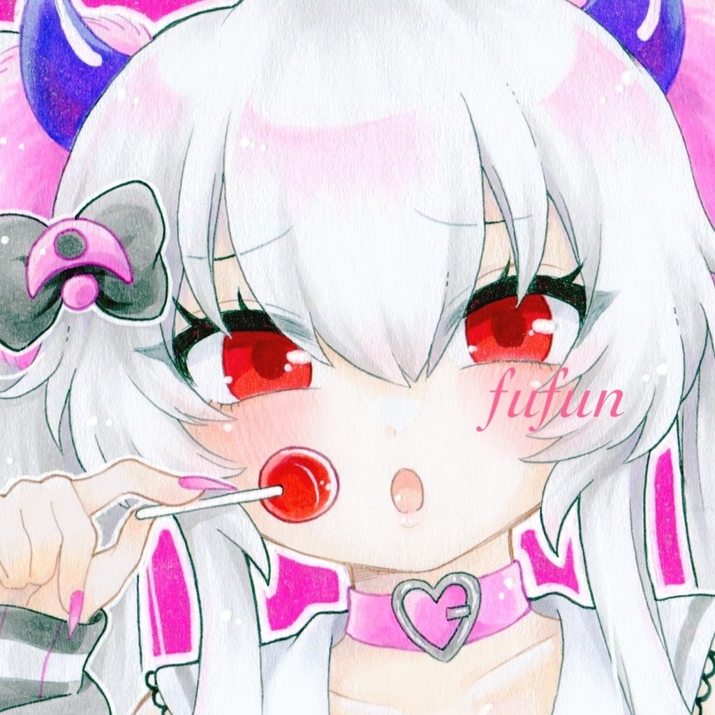 手描きイラスト グリムアロエ サキュバスギャル 色紙