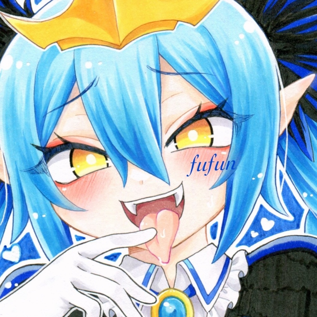 手描きイラスト ボンバーガール アクア 色紙