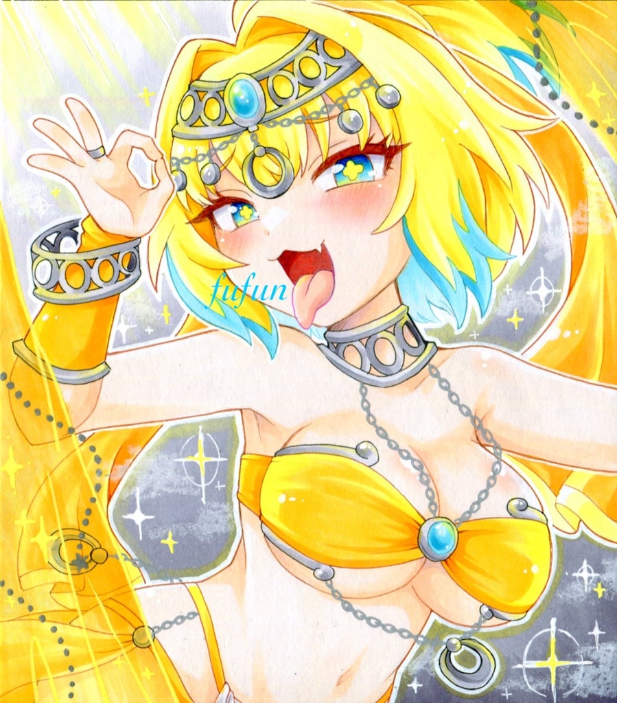 手描きイラスト ボンバーガール ベリーダンス パイン 色紙
