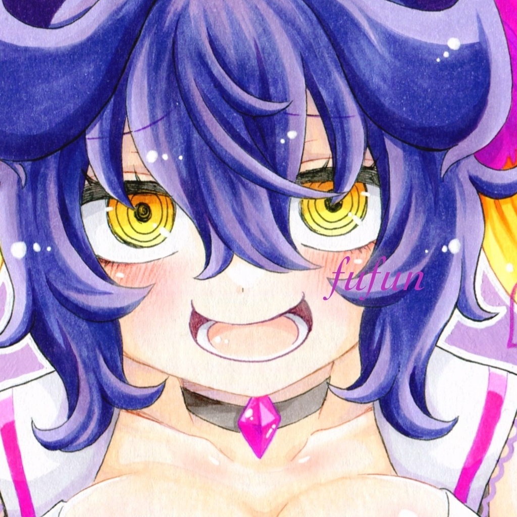 手描きイラスト ボンバーガール プルーン サキュバスギャル 色紙