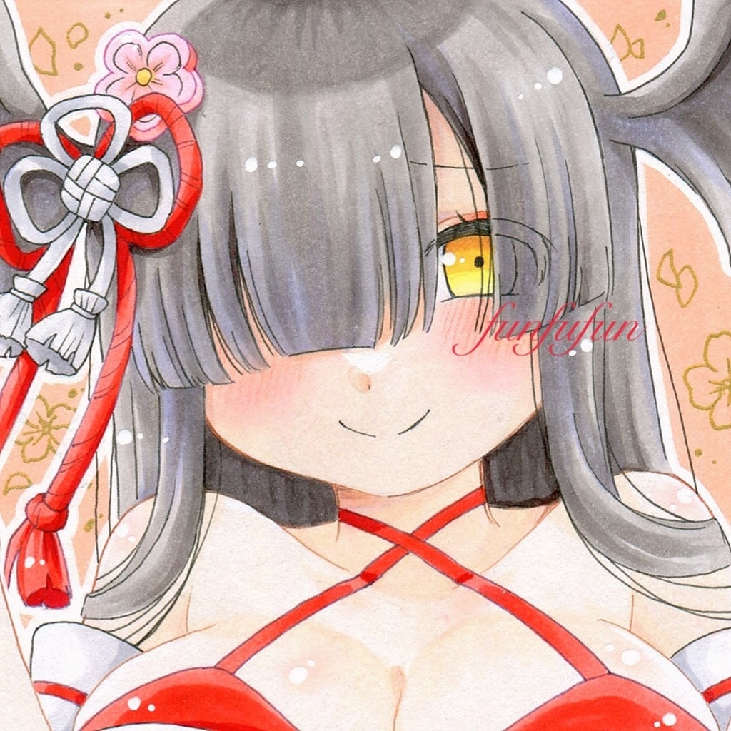 手描きイラスト ボンバーガール ヒイロ 水着 色紙