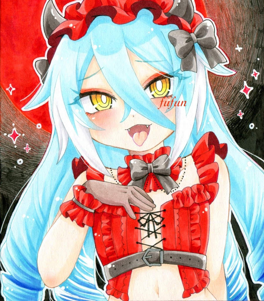 手描きイラスト ボンボーガール ブルーベリー 水着