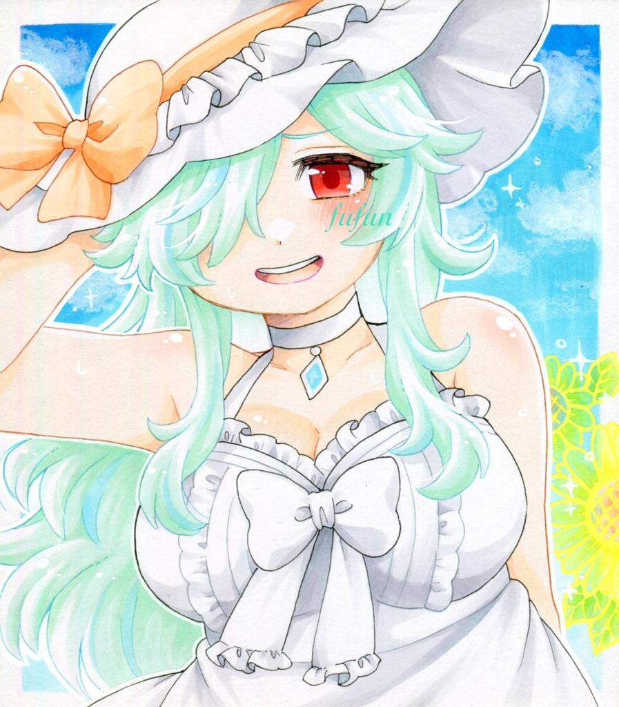 手描きイラスト 麻雀ファイトガール ダブリエル デート 色紙