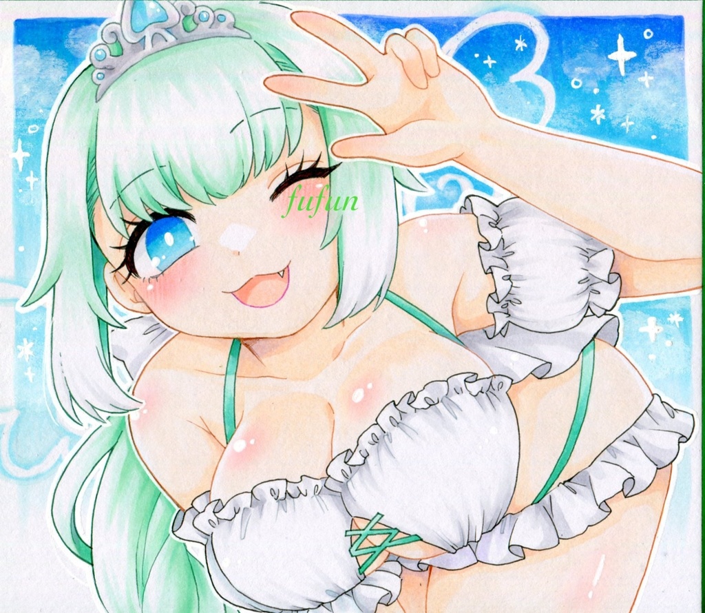 手描きイラスト ボンバーガール メロン 水着