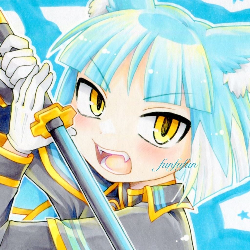 手描きイラスト　ボンバーガール　アサギ