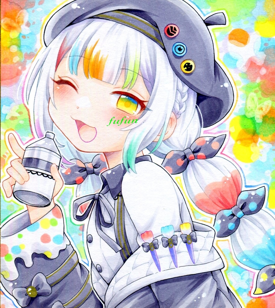 魔法少女ノ魔女裁判 城ケ崎ノア 手描きイラスト 色紙 まのさば