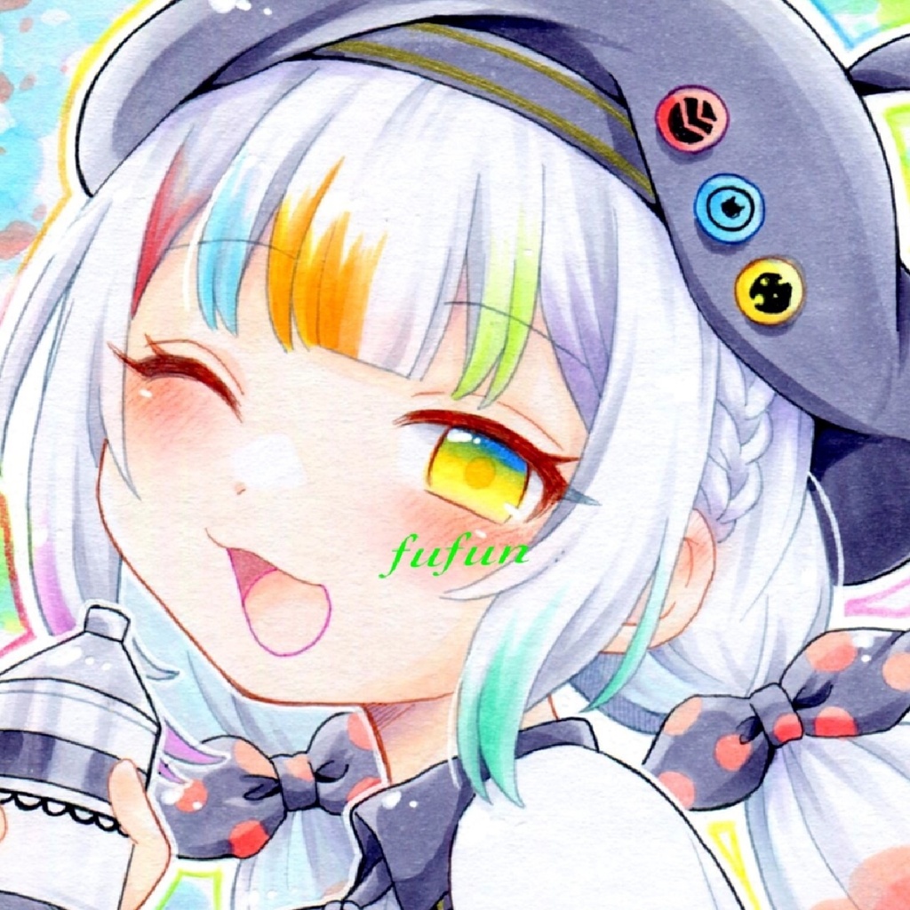 魔法少女ノ魔女裁判　城ケ崎ノア　手描きイラスト　色紙　まのさば