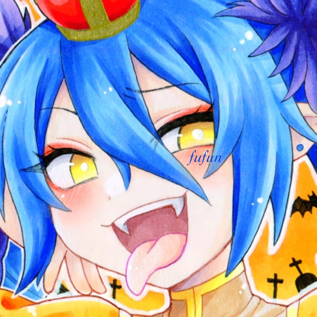 手描きイラスト ボンバーガール アクア ハロウィン