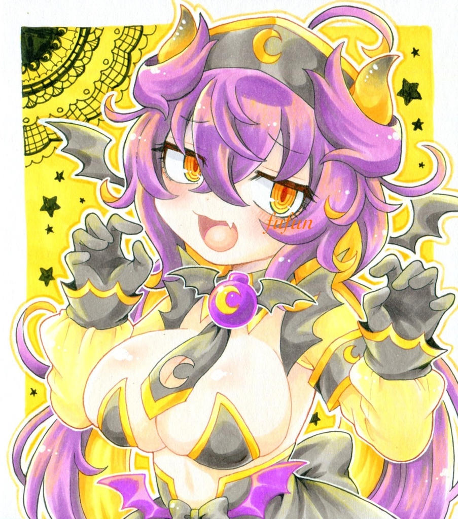 手描きイラスト ボンバーガール プルーン 魔法少女