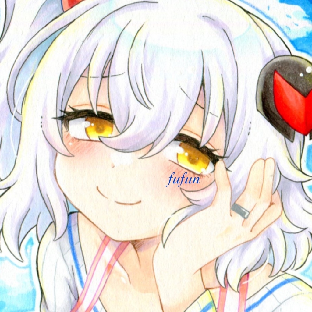 手描きイラスト ボンバーガール シロヱ 色紙