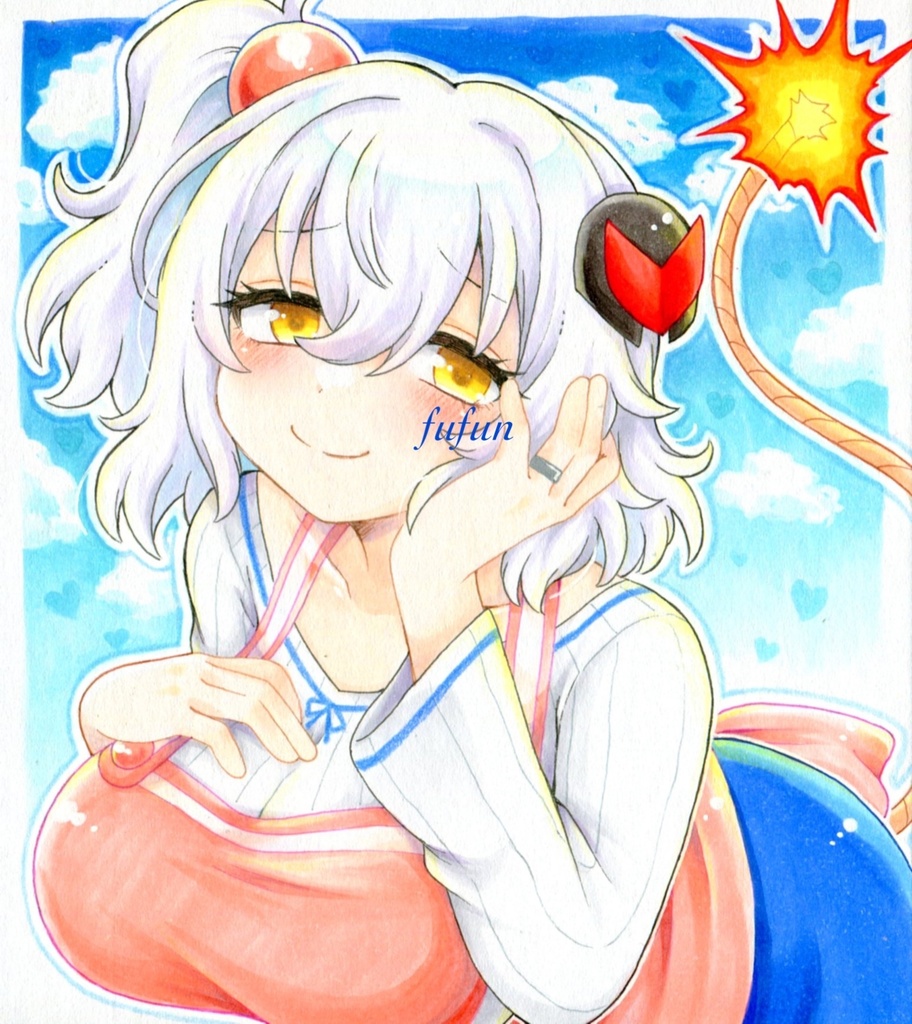 手描きイラスト ボンバーガール シロヱ 色紙