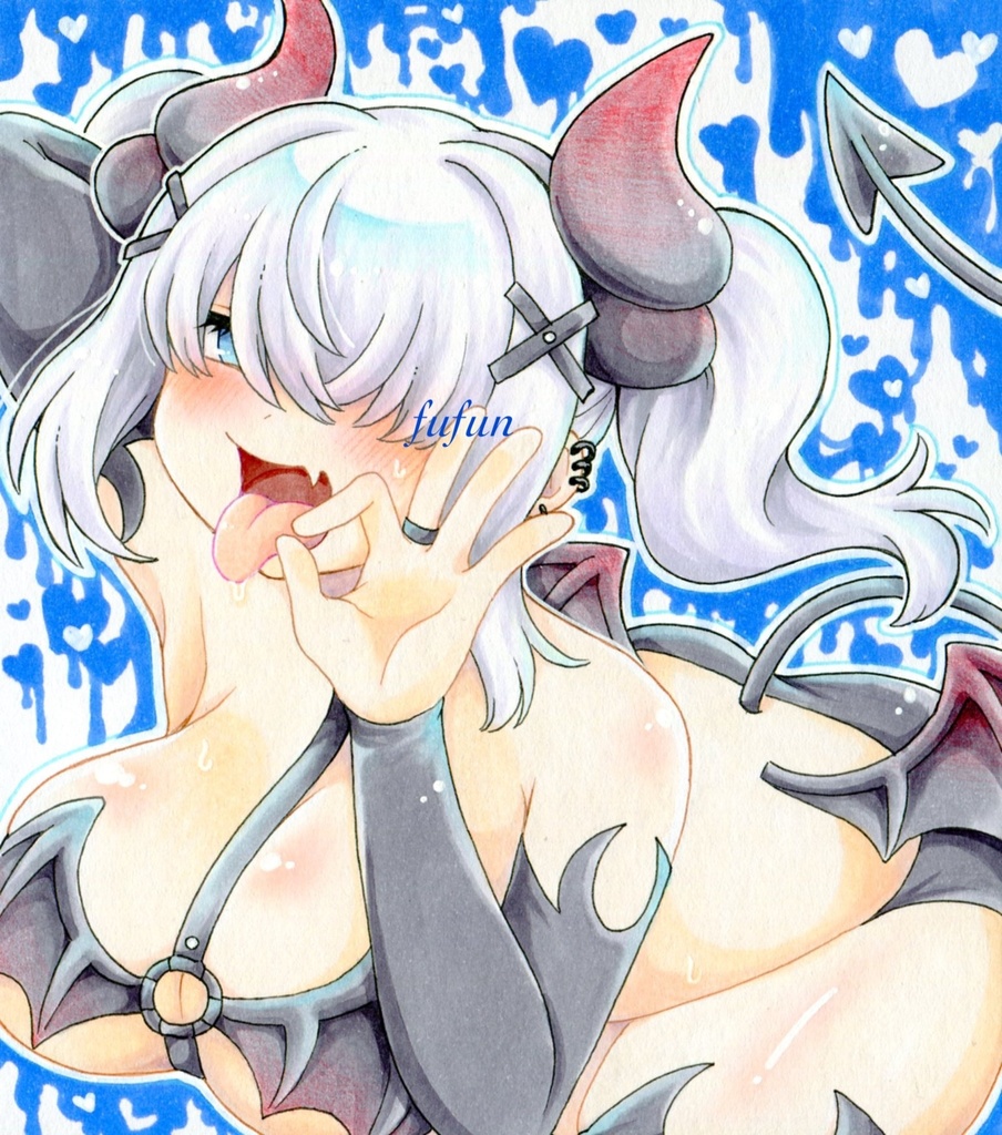 手描きイラスト 麻雀ファイトガール タテナオリ・イッパツ 同人 サキュバス