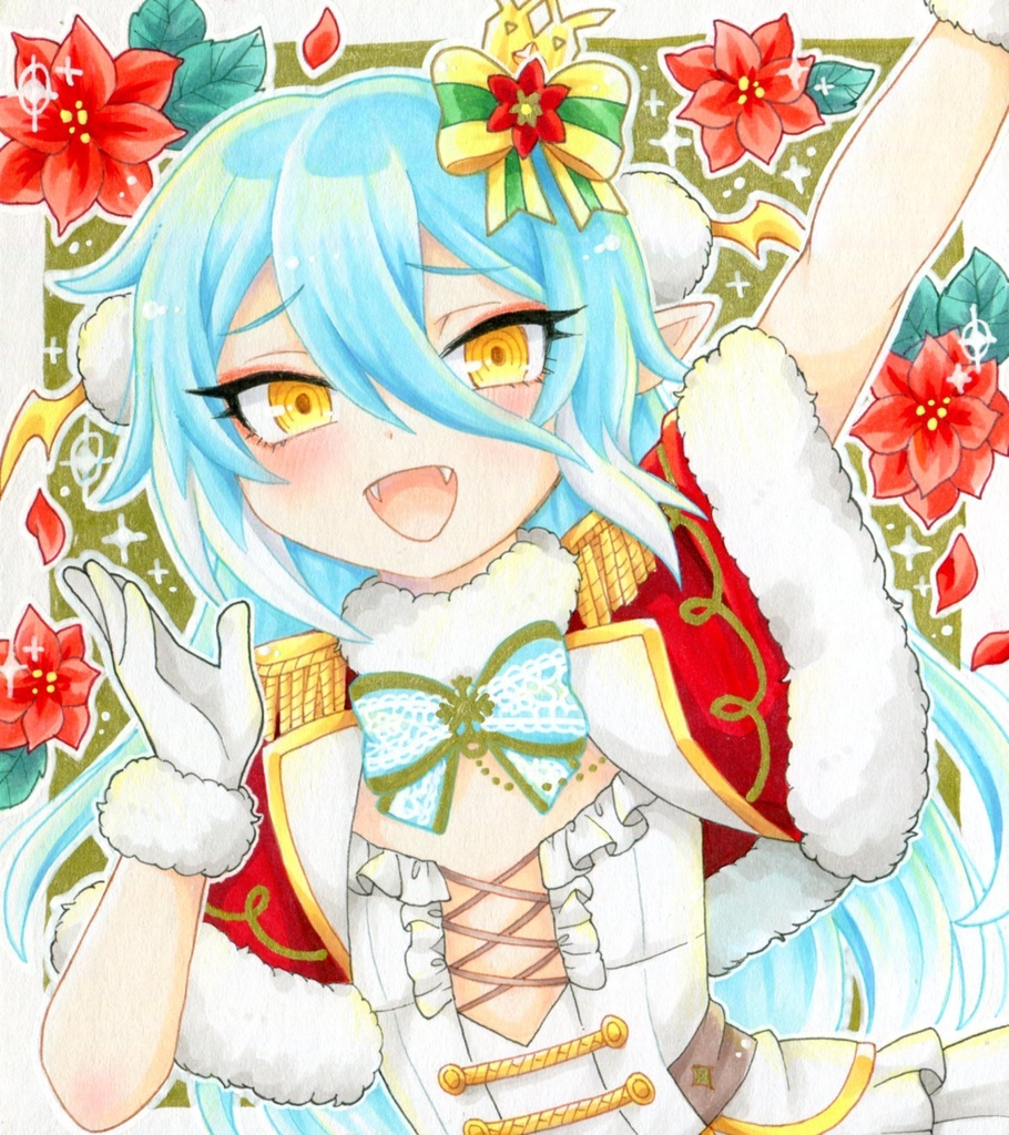 手描きイラスト ボンバーガール ブルーベリー