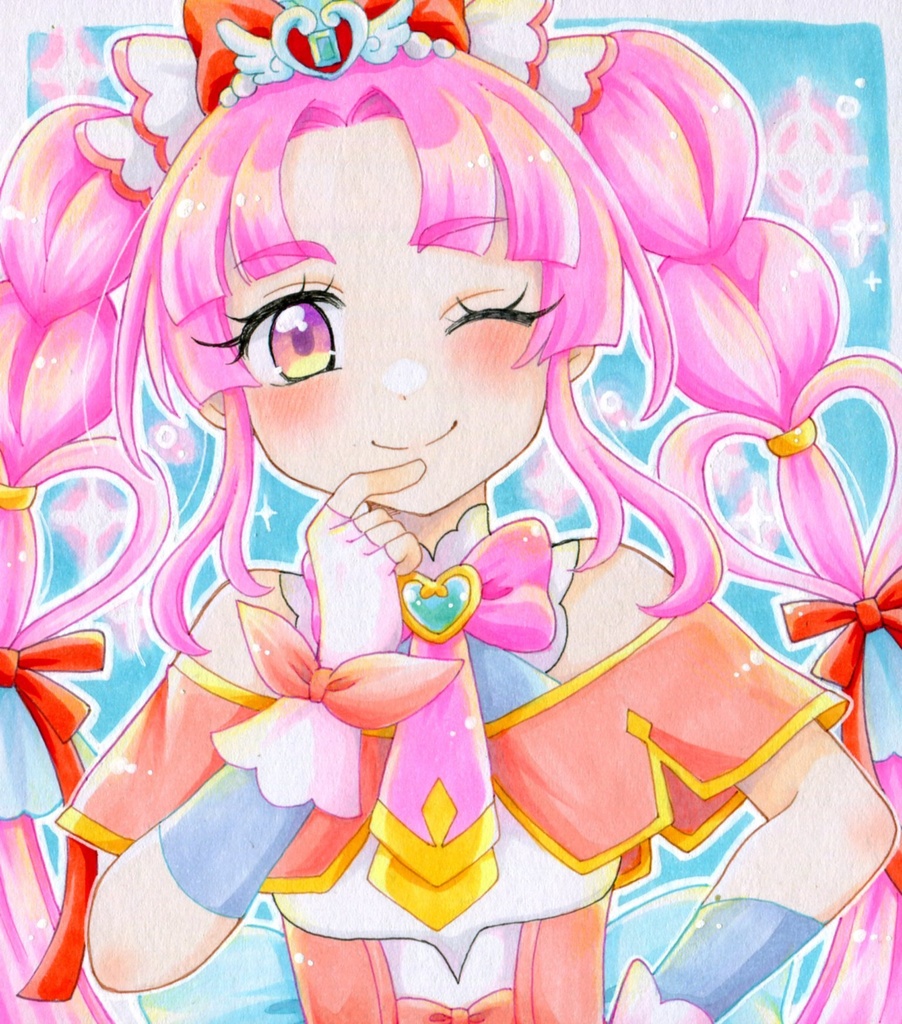 手描きイラスト 名探偵プリキュア キュアアンサー キュアミスティック キュアアルカナシャドウ