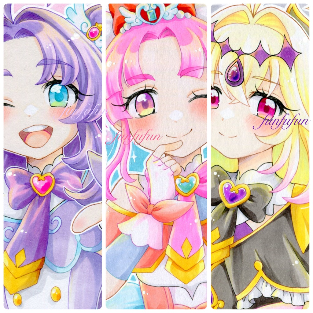 手描きイラスト 名探偵プリキュア キュアアンサー キュアミスティック キュアアルカナシャドウ