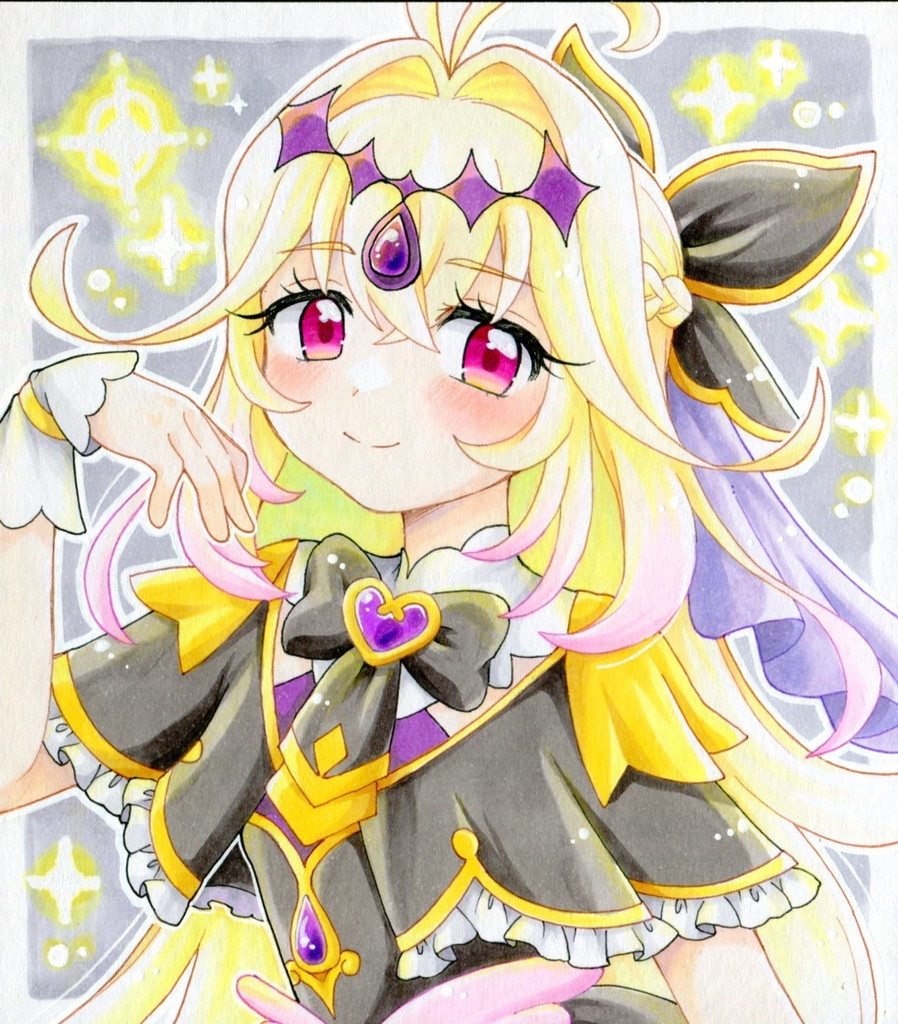 手描きイラスト 名探偵プリキュア キュアアンサー キュアミスティック キュアアルカナシャドウ