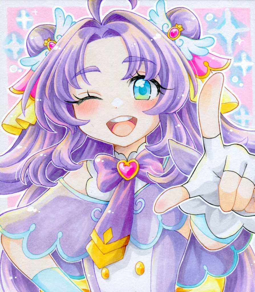 手描きイラスト 名探偵プリキュア キュアアンサー キュアミスティック キュアアルカナシャドウ