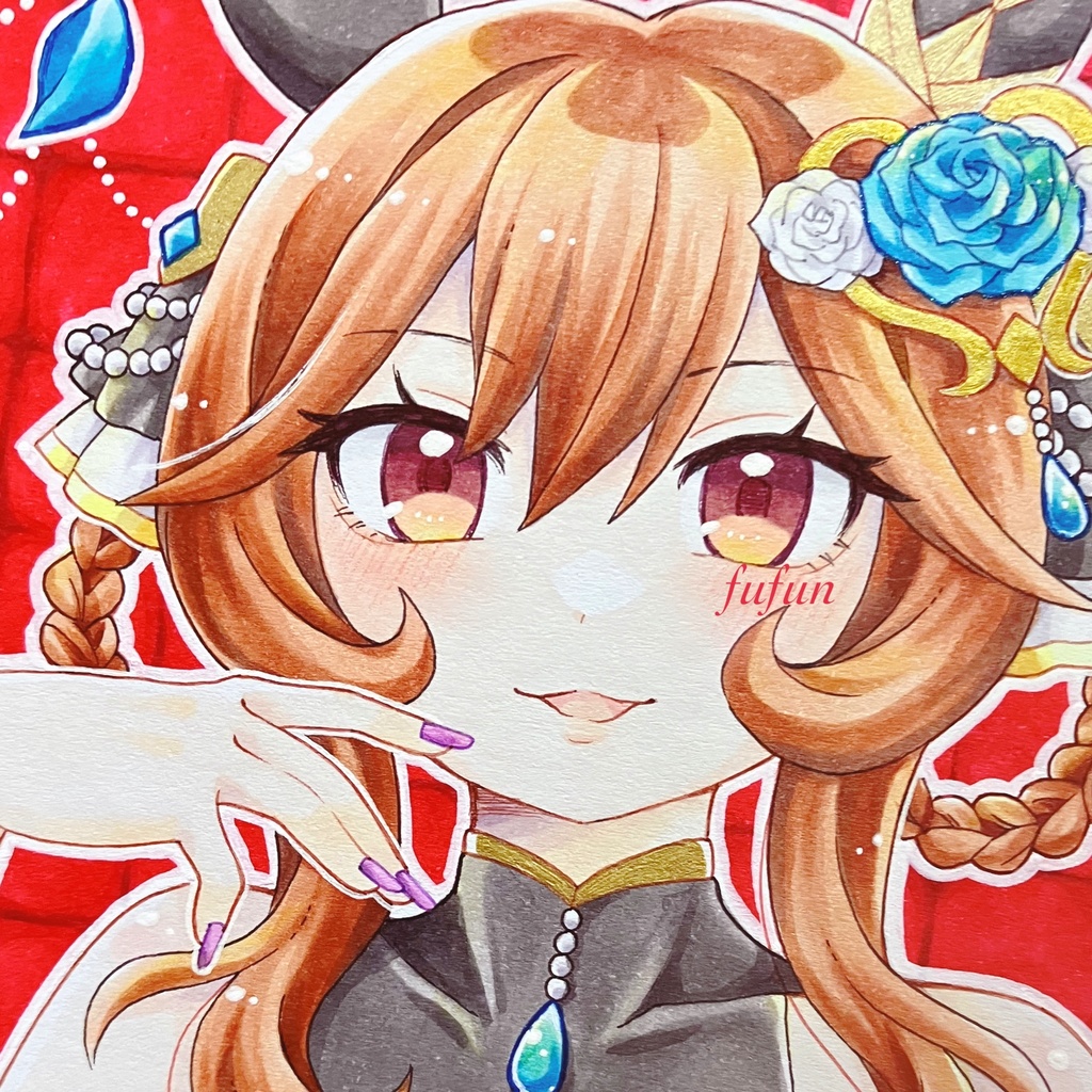 手描きイラスト　ウマ娘　ジェンティルドンナ　色紙