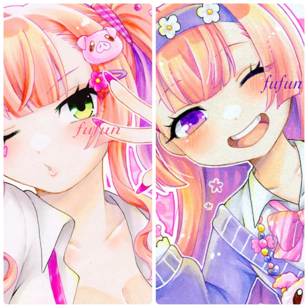 手描きイラスト　麻雀ファイトガール　ミツモト・ココア　ダイア　ギャル