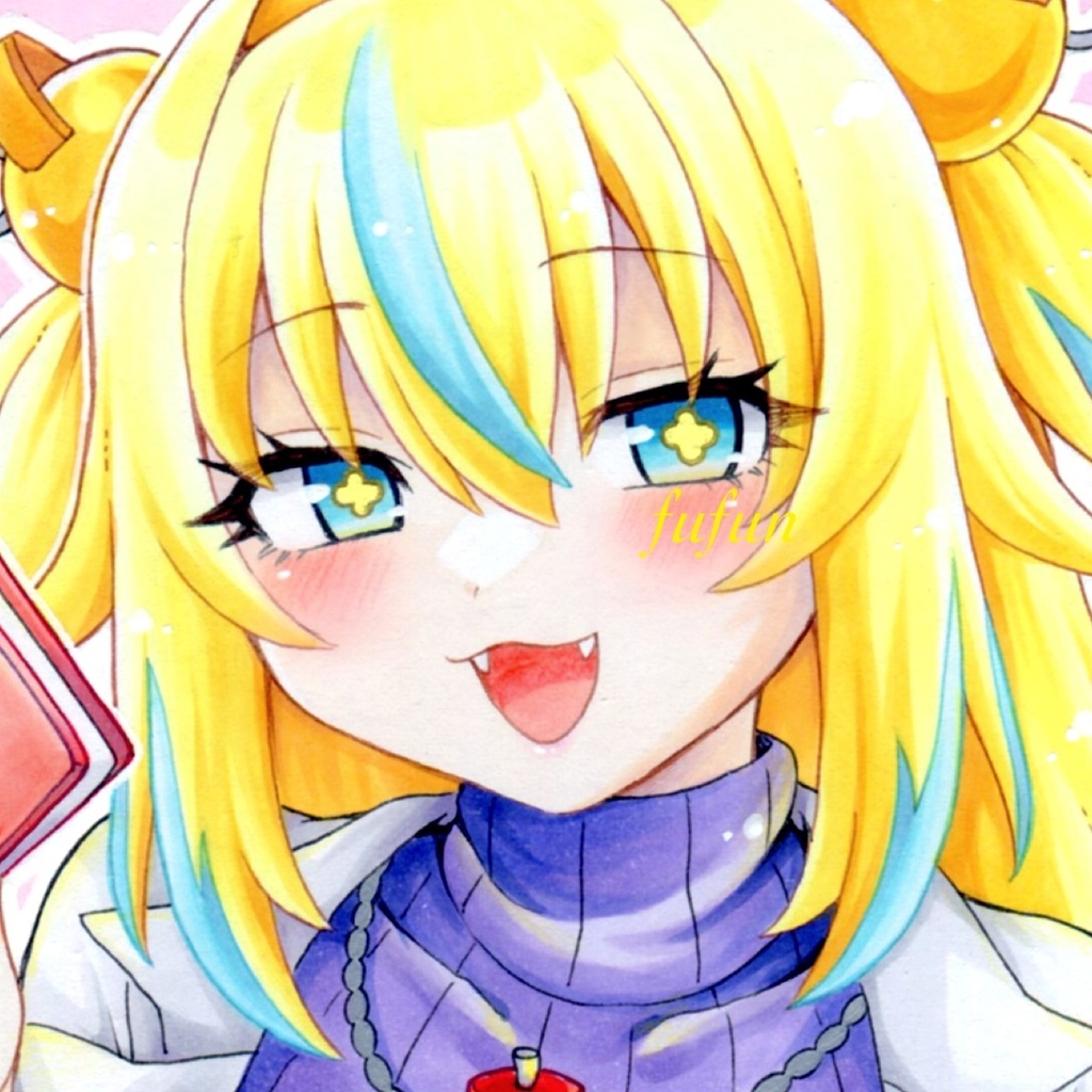 手描きイラスト　ボンバーガール　未来大人パイン　色紙