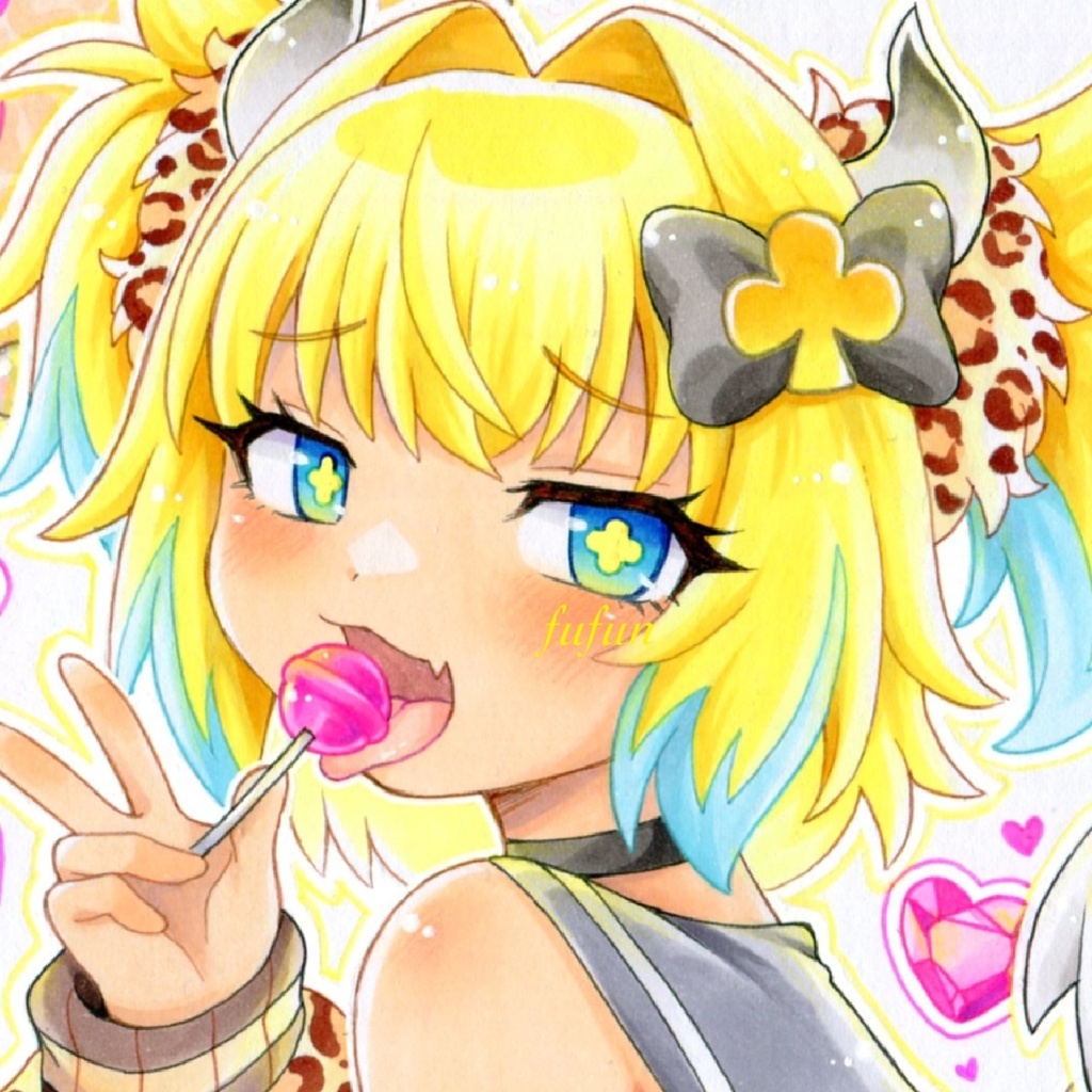 手描きイラスト ボンバーガール パイン 褐色ギャル