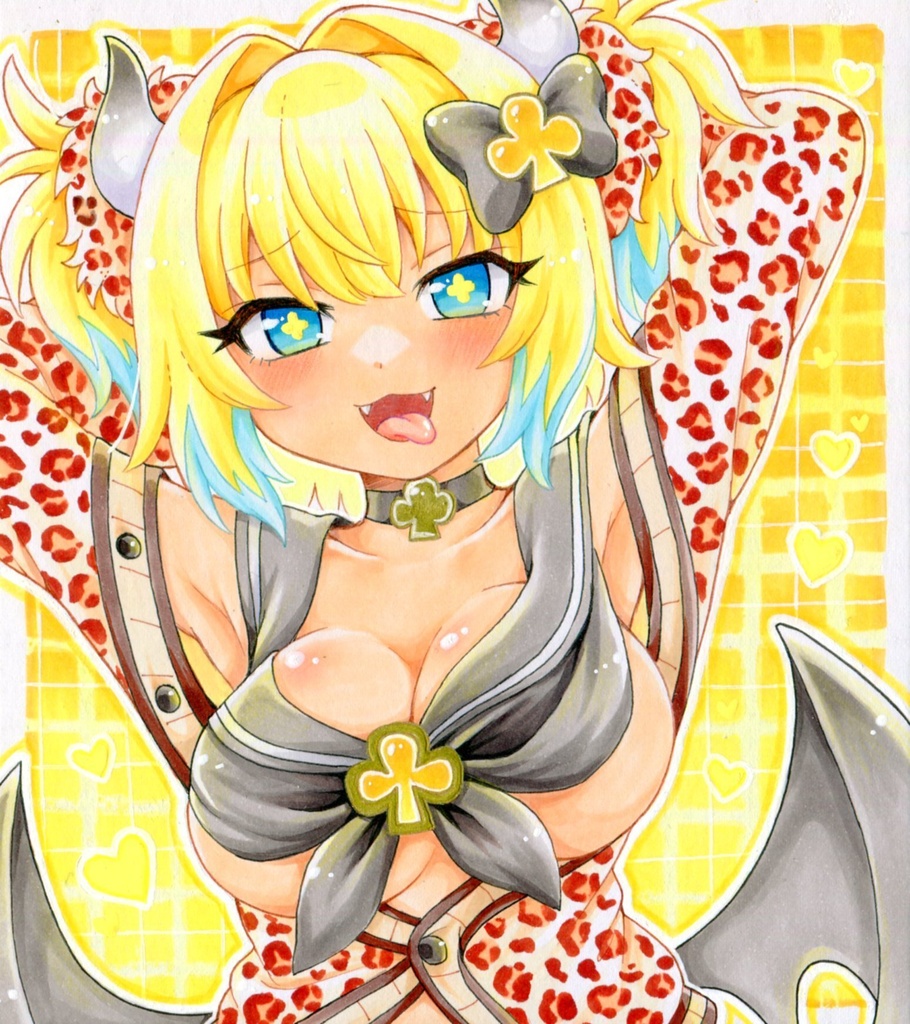 手描きイラスト ボンバーガール パイン 褐色ギャル