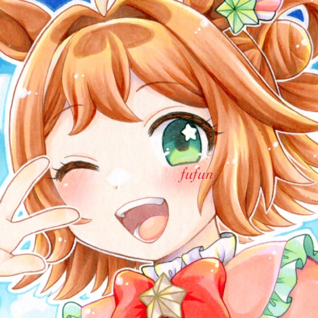 ウマ娘　手描きイラスト　ラインクラフト　色紙