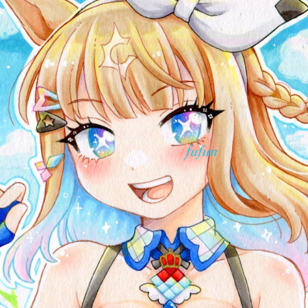 手描きイラスト　ウマ娘　アーモンドアイ　色紙