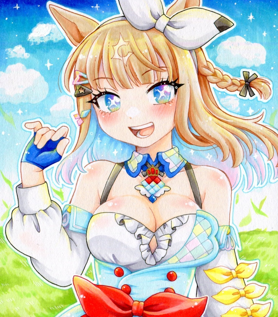 手描きイラスト ウマ娘 アーモンドアイ 色紙